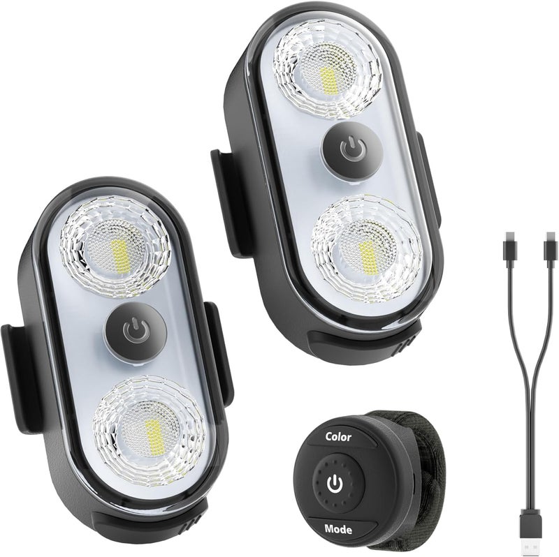PidZoom Wireless LED Lights for Car 2PCS- Button and Remote Control Interior Ambient Strobe Light, USB-C 120H 8 Colors IP65 Waterproof Rechargeable Underglow Light for Cars, Trucks, eBike, Motorcycle - Image 1